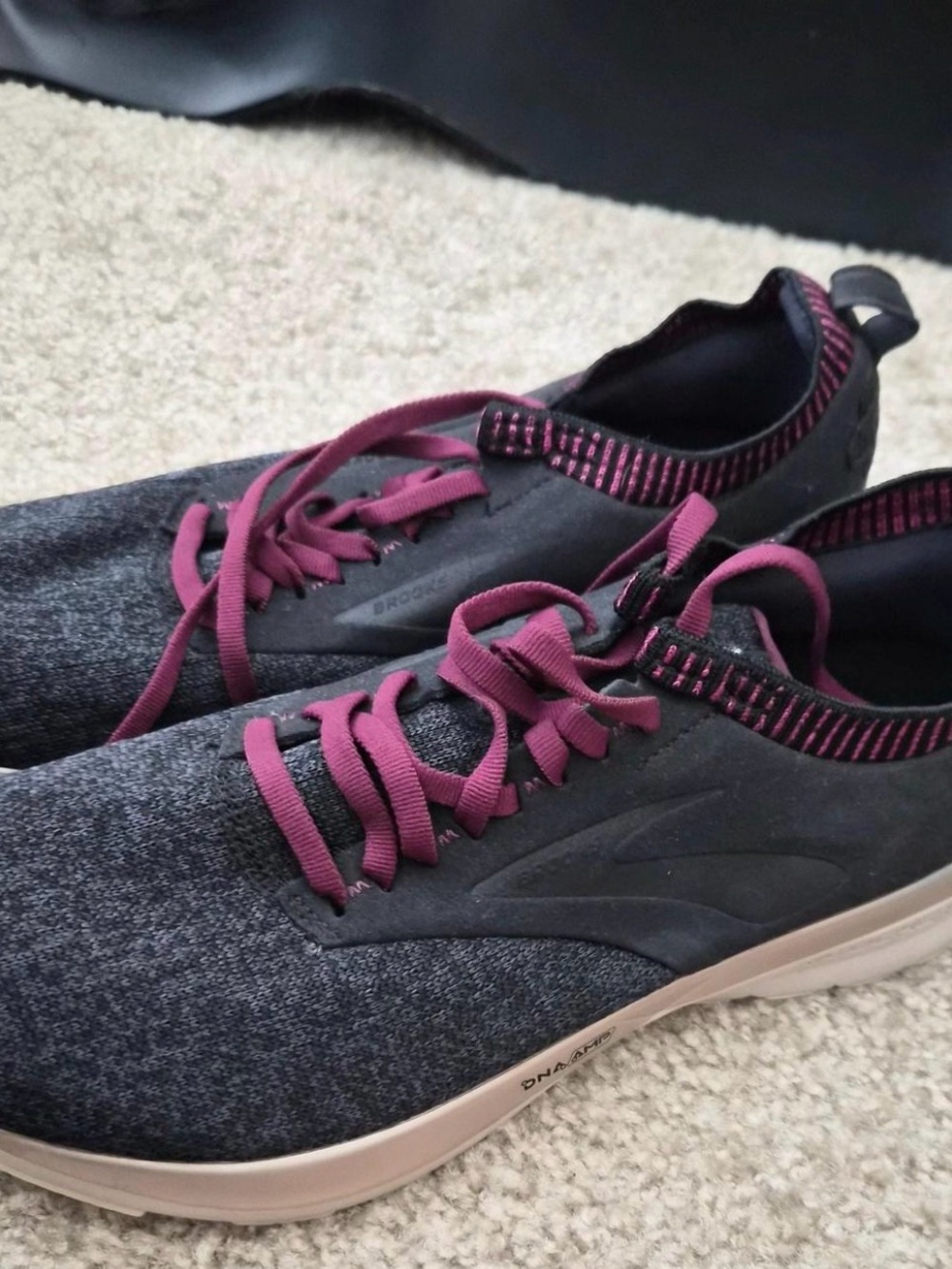 Brooks Women's Gray and Burgundy Lace-Up Sneakers